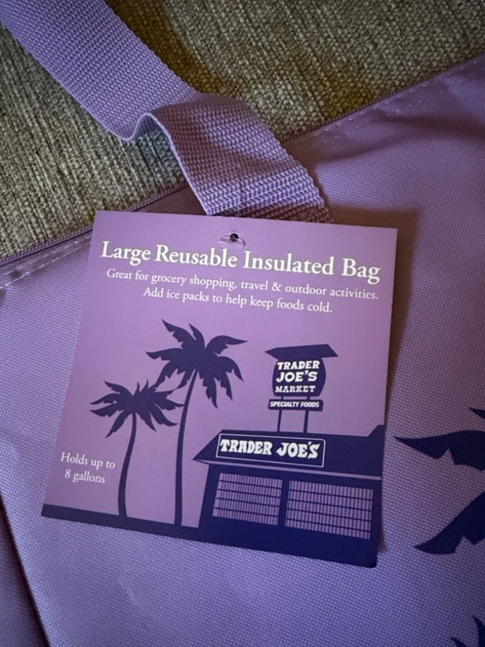 Trader Joe's Lavender and Deep Purple Tote Bag - Picture 2 of 10